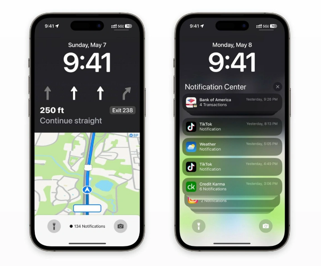 岳麓苹果维修服务分享iOS17锁屏地图导航半屏显示长什么样 